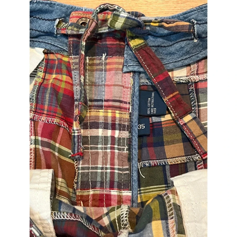 Polo Ralph Lauren Patchwork Madras Plaid Shorts Multi Color Preppy Mens Size 35